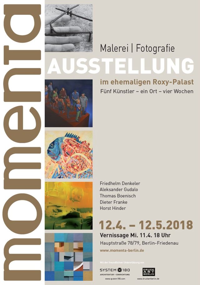 "Plakat zur momenta in Berlin-Friedenau 2018"