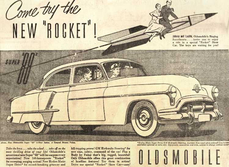 Werbeanzeige Oldsmobile »Rocket 88«, Quelle: Internet